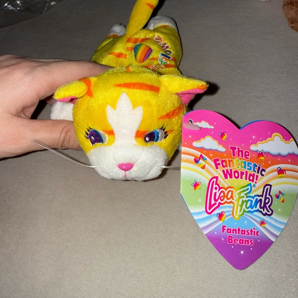 Vintage Lisa Frank Fantastic Beans Sunflower Cat Kitten Plush Beanie 8 Inch